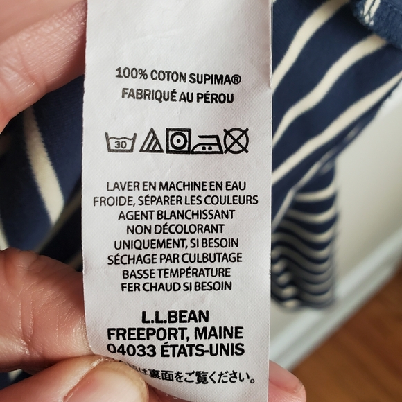 L.L. Bean Navy and White Striped Shirt. Women's XL. H106 - Picture 9 of 9